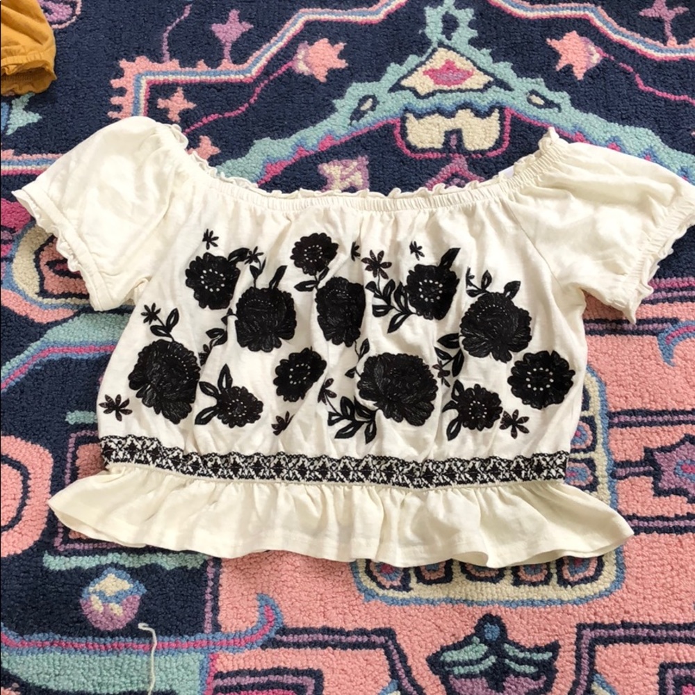 Embroidered Ruffle Crop Top - Picture 7 of 8